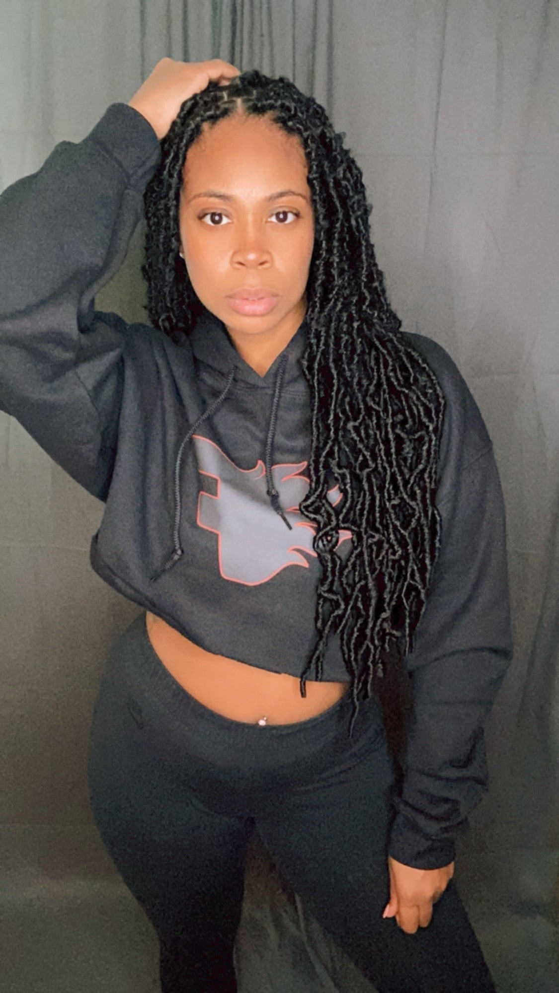 Fiyah Fitness logo Crop Hoodie