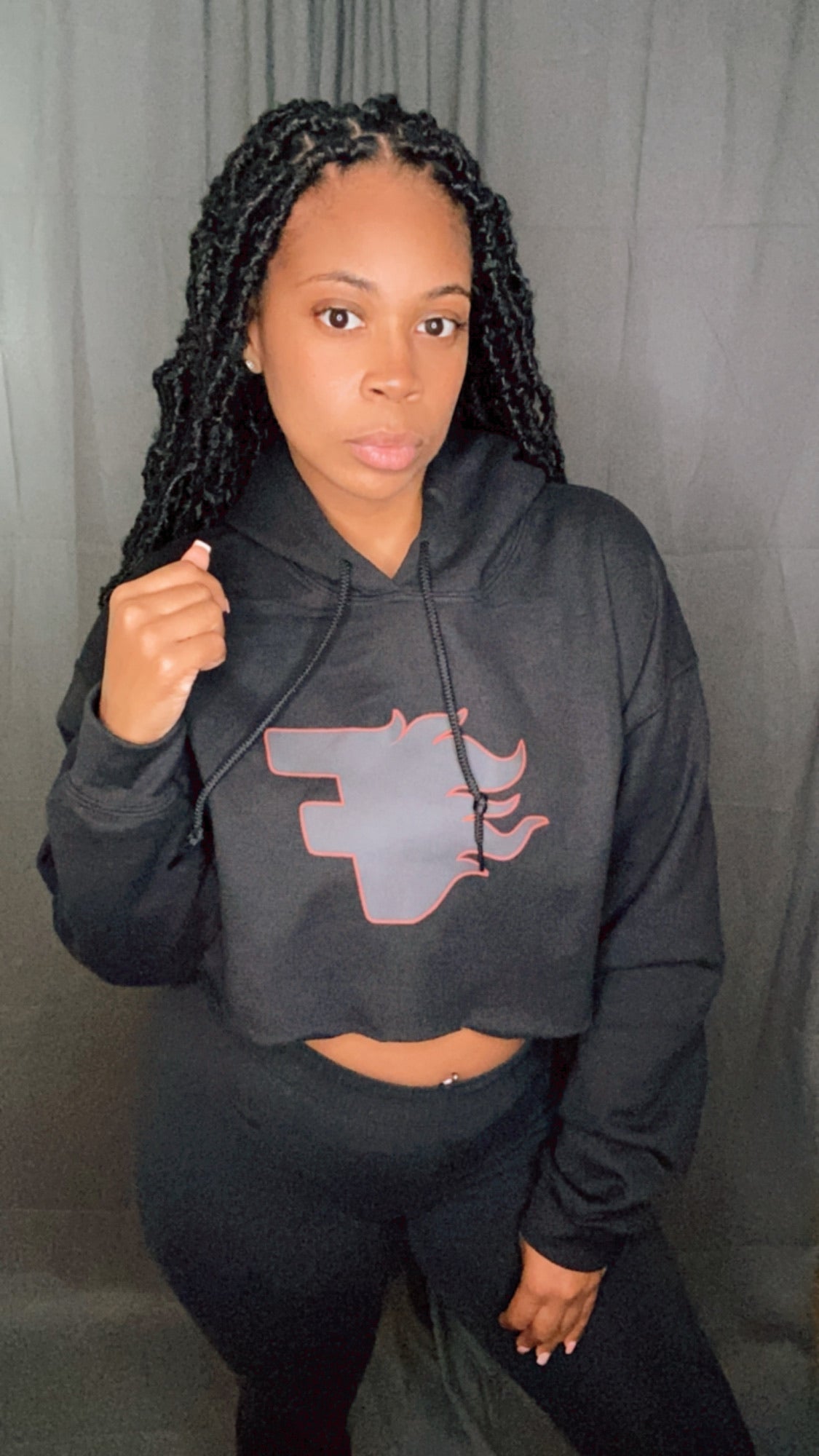 Fiyah Fitness logo Crop Hoodie